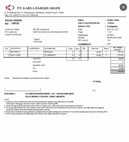 dokumen sales order