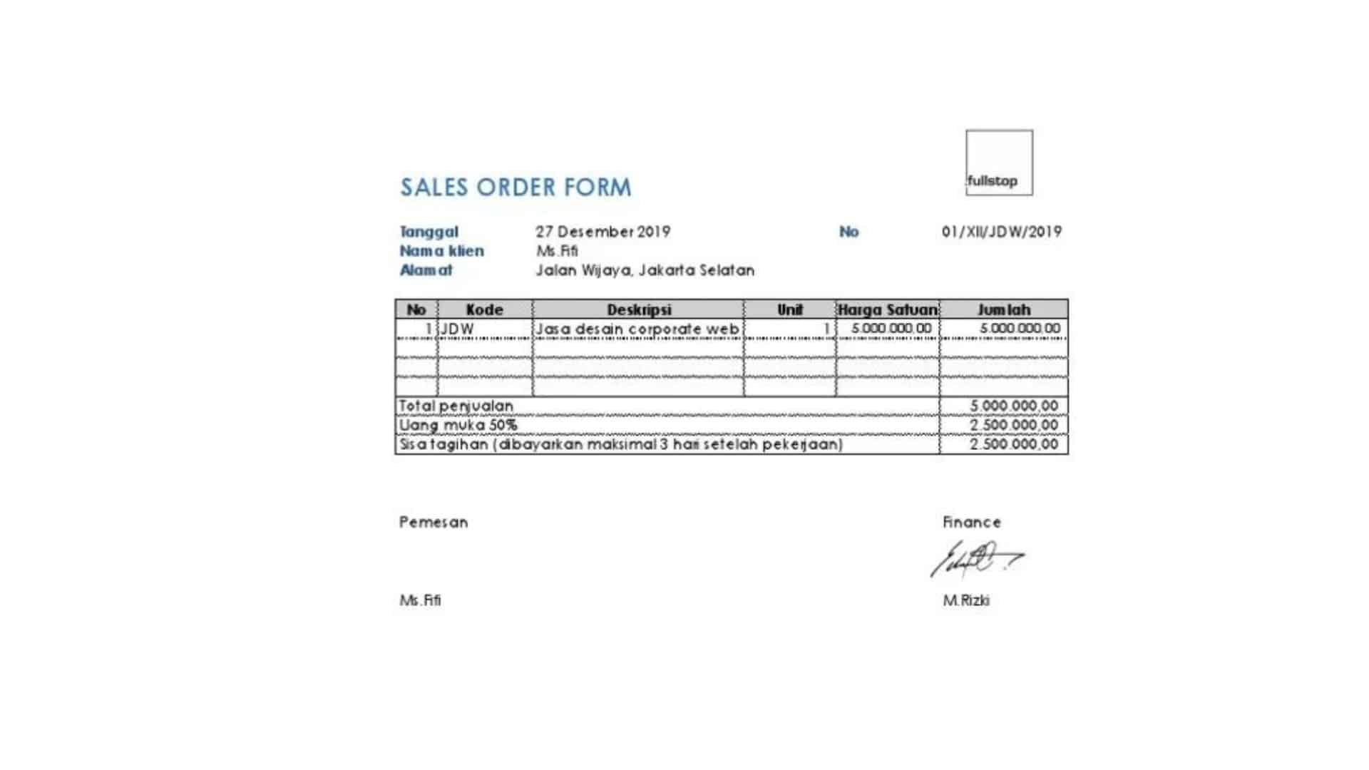 sales order akuntansi persediaan