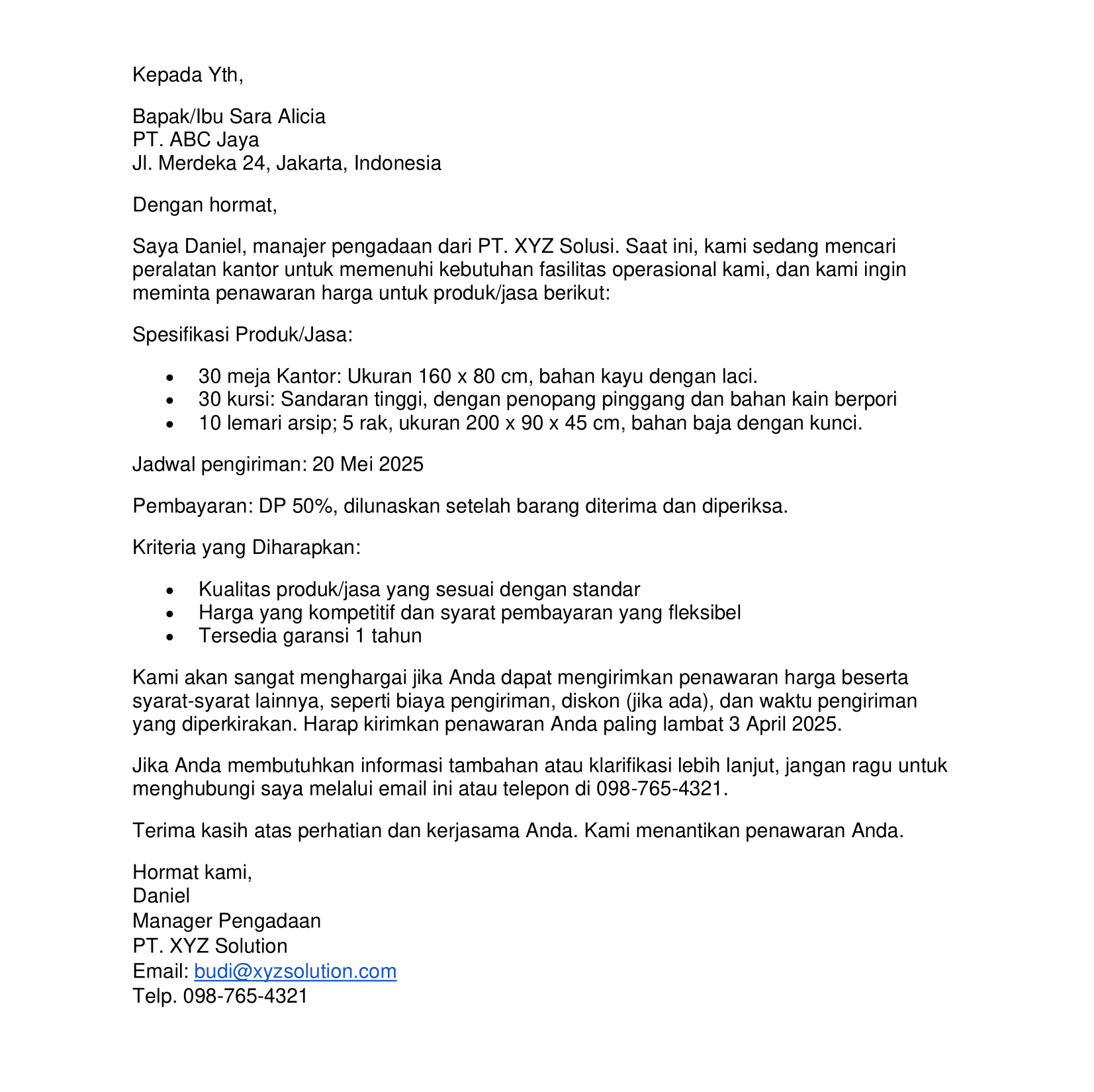 Request for Quotation