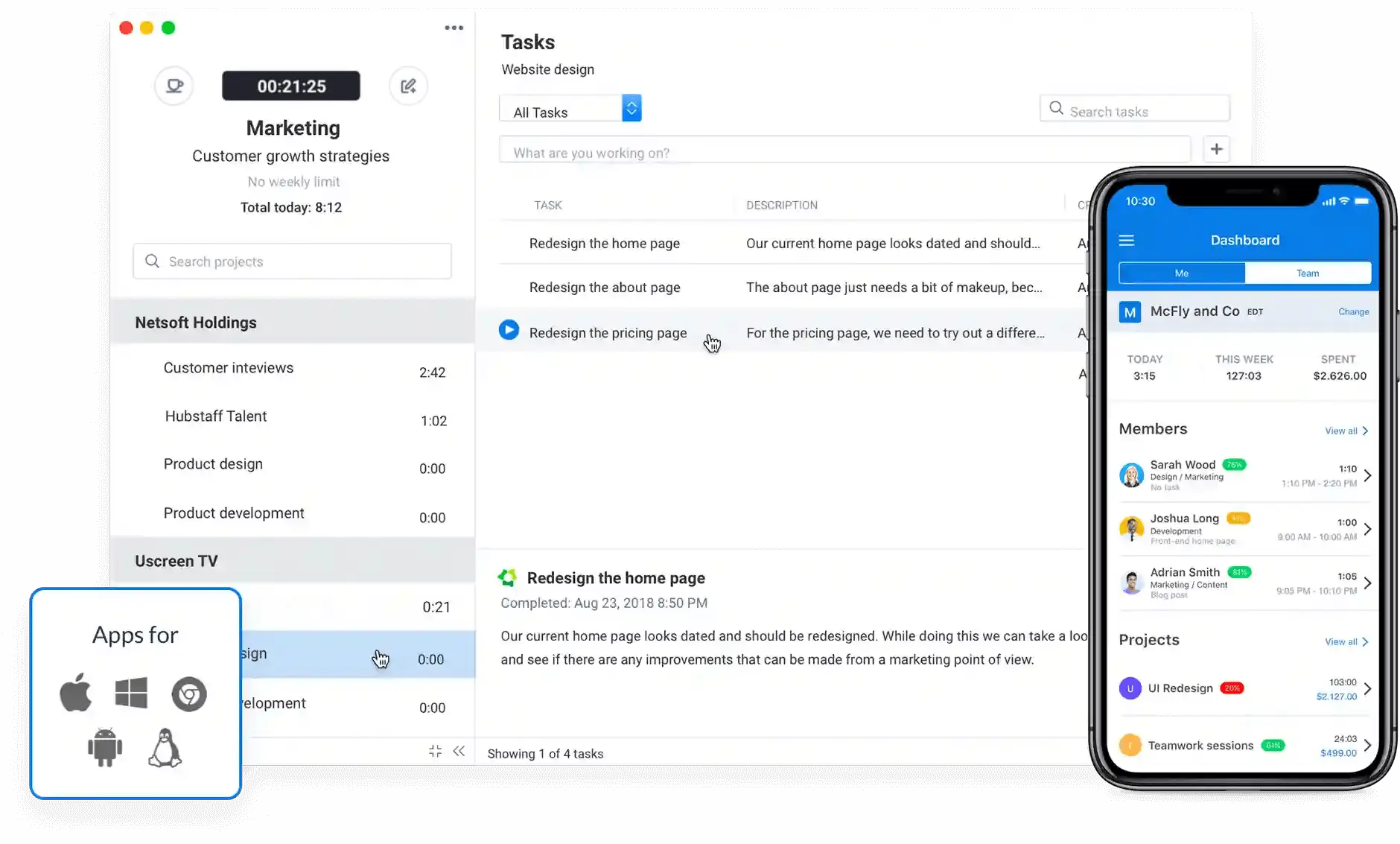 hubstaff dashboard
