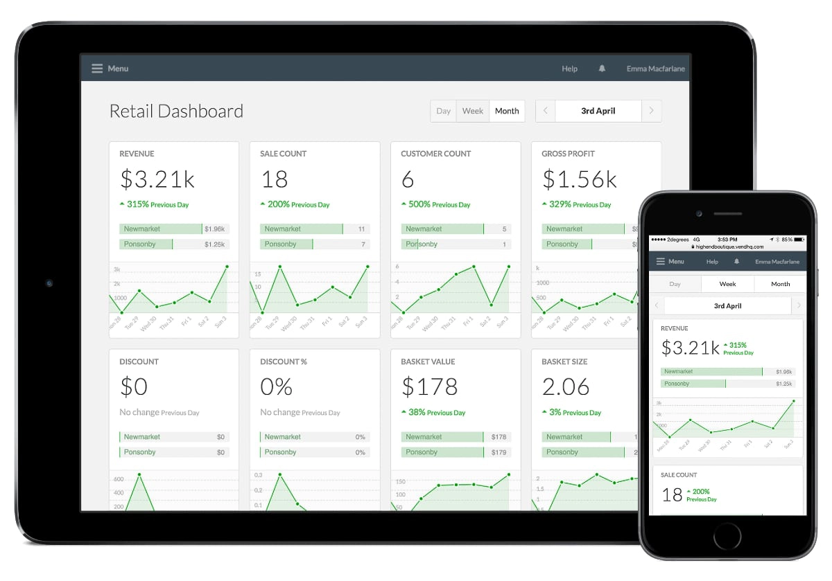 dashboard vend pos